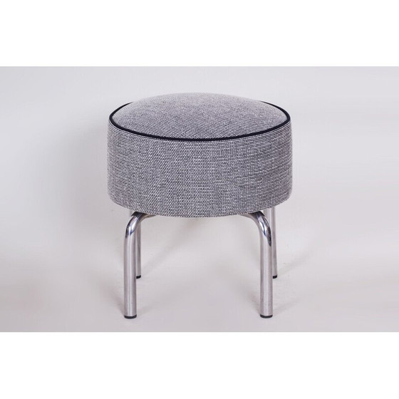 Image 1 of Fußstütze aus Stoff und Chrom von Robert Slezak, 1930er Jahre