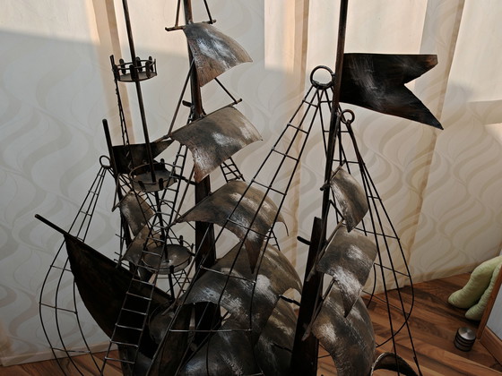 Image 1 of Skulptur 4 Masten Segelschiff Metall, Einzelstück, Unikat