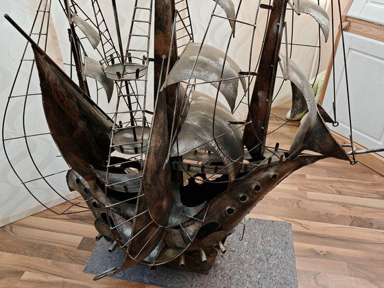 Image 1 of Skulptur 4 Masten Segelschiff Metall, Einzelstück, Unikat