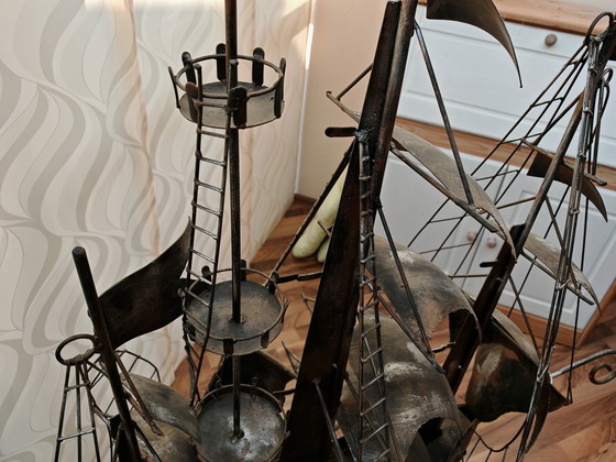 Image 1 of Skulptur 4 Masten Segelschiff Metall, Einzelstück, Unikat