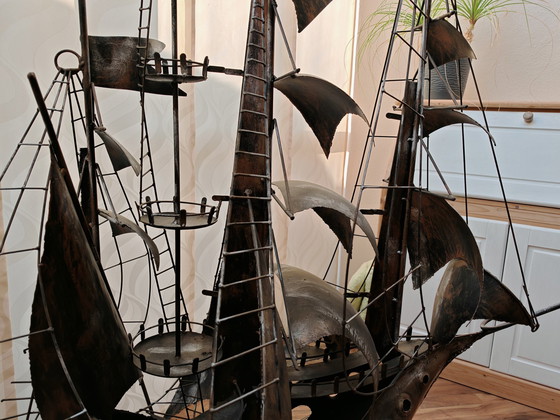 Image 1 of Skulptur 4 Masten Segelschiff Metall, Einzelstück, Unikat
