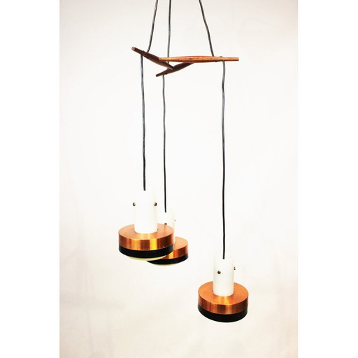 Pendelleuchte aus Kupfer und Palisanderholz, 1960er Jahre