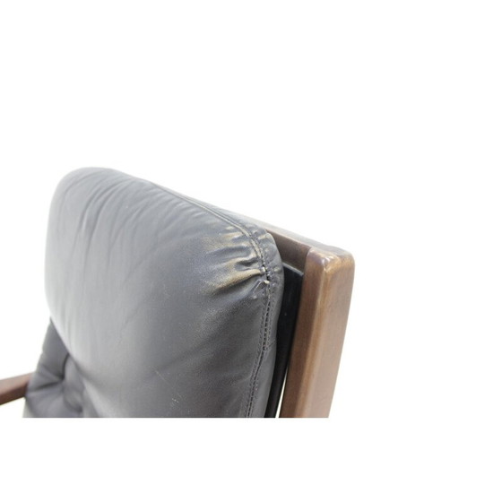 Image 1 of Schwarzer dänischer Vintage-Sessel aus Leder - 1960er Jahre