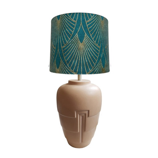 Art Deco Revival Tischlampe aus Keramik, 1980er Jahre