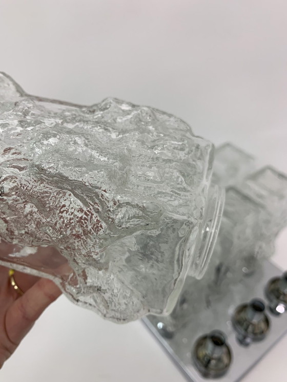 Image 1 of Hillebrand Eisglas-Deckenleuchte - 1970er Jahre