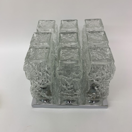 Image 1 of Hillebrand Eisglas-Deckenleuchte - 1970er Jahre
