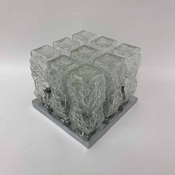 Image 1 of Hillebrand Eisglas-Deckenleuchte - 1970er Jahre