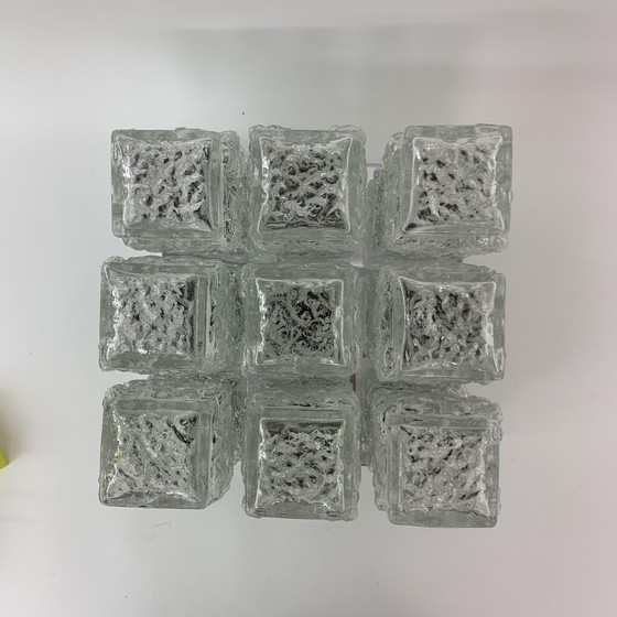 Image 1 of Hillebrand Eisglas-Deckenleuchte - 1970er Jahre