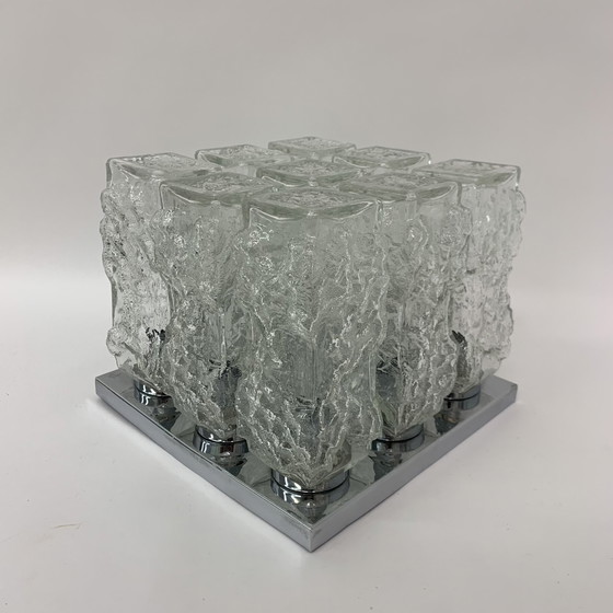 Image 1 of Hillebrand Eisglas-Deckenleuchte - 1970er Jahre