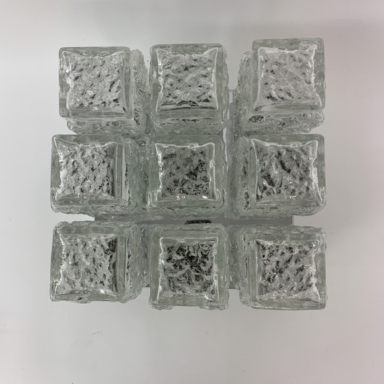 Image 1 of Hillebrand Eisglas-Deckenleuchte - 1970er Jahre