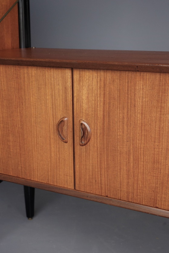 Image 1 of Modularer Teakholz-Wandschrank von Louis Van Teffellen für Wébé. 1950S