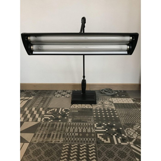 Image 1 of Schwarze Metall-Schwenkarm-Tischlampe, Vereinigte Staaten 1960er Jahre