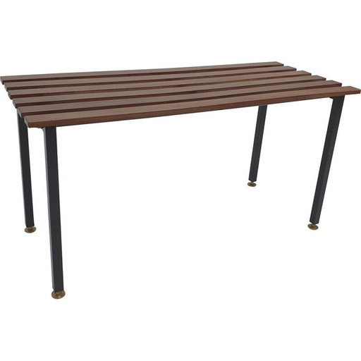 Vintage-Bank aus Teakholz mit Messingfüßen, Italien 1950er Jahre