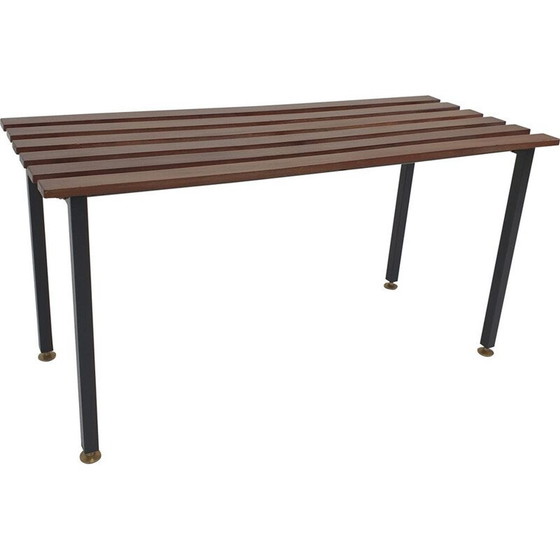 Image 1 of Vintage-Bank aus Teakholz mit Messingfüßen, Italien 1950er Jahre