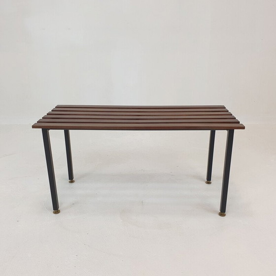 Image 1 of Vintage-Bank aus Teakholz mit Messingfüßen, Italien 1950er Jahre