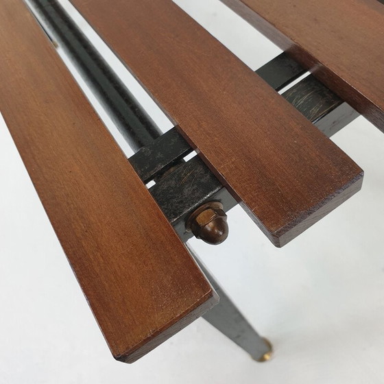 Image 1 of Vintage-Bank aus Teakholz mit Messingfüßen, Italien 1950er Jahre