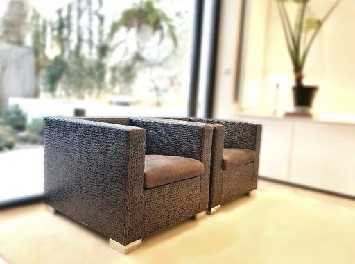 Minotti Crocodile Print Suitcase Line Armchair von Rodolfo Dordoni 1990S