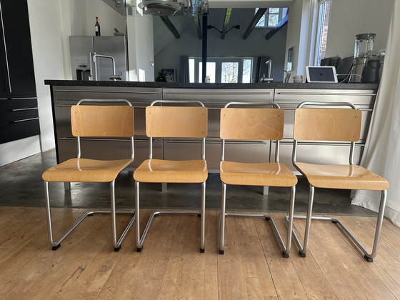 Image 1 of 8x Gebr van der Stroom Dutch Originals Modell Gispen 101 Stuhl