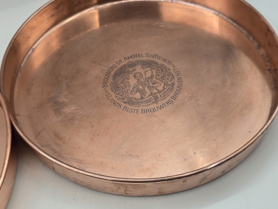 Image 1 of 2 X Vintage Amstel Bier Rot Kupfer Serviertabletts