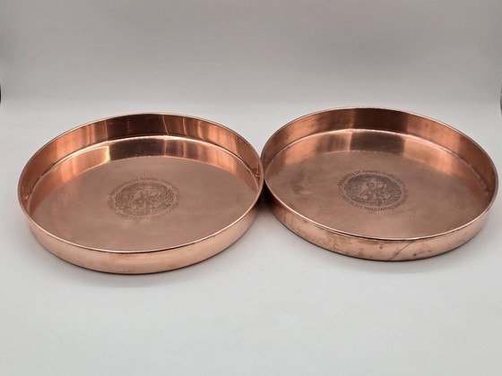 Image 1 of 2 X Vintage Amstel Bier Rot Kupfer Serviertabletts