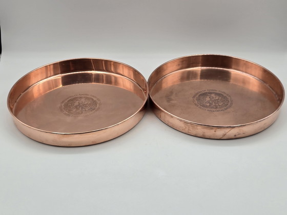 Image 1 of 2 X Vintage Amstel Bier Rot Kupfer Serviertabletts