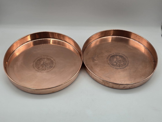 Image 1 of 2 X Vintage Amstel Bier Rot Kupfer Serviertabletts