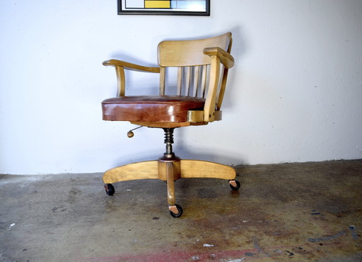 Antique 1930 Swivel Vintage Chair Federdreh by Albert Stoll