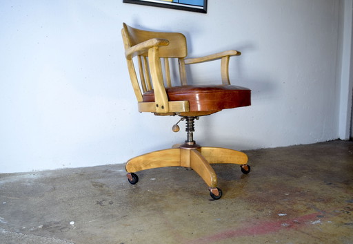 Antique 1930 Swivel Vintage Chair Federdreh by Albert Stoll