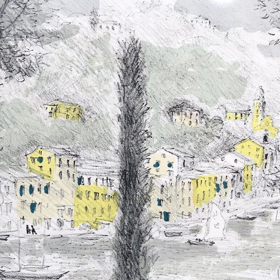 Image 1 of Alte Lithographie "Portofino" von Michele Cascella, 1960