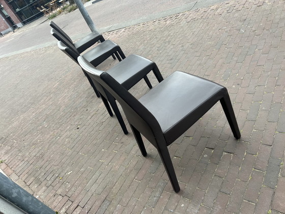 Image 1 of 4x Rolf Benz Stuhl - braunes Leder