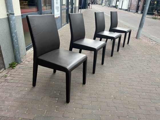 Image 1 of 4x Rolf Benz Stuhl - braunes Leder