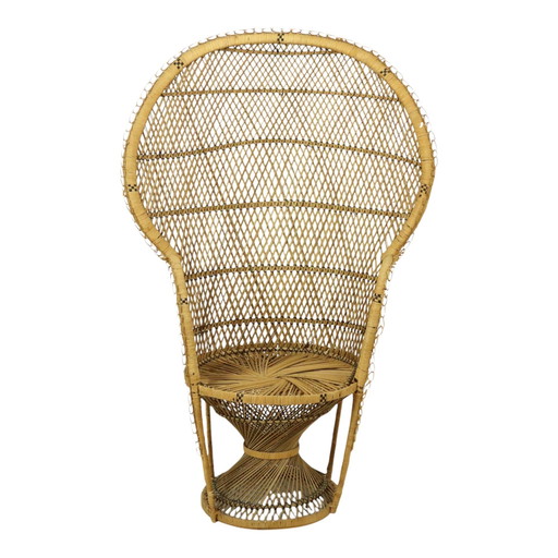 Großer Rattan Wicker Peacock Stuhl