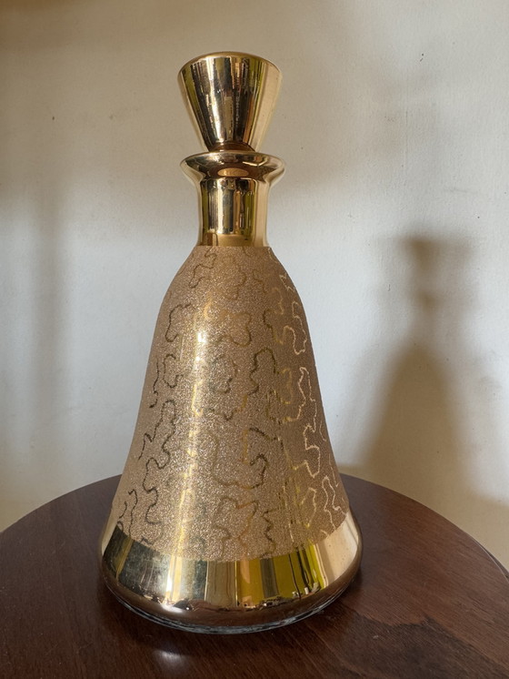 Image 1 of Likörservice Karaffe Und Glas Gold 60er Jahre