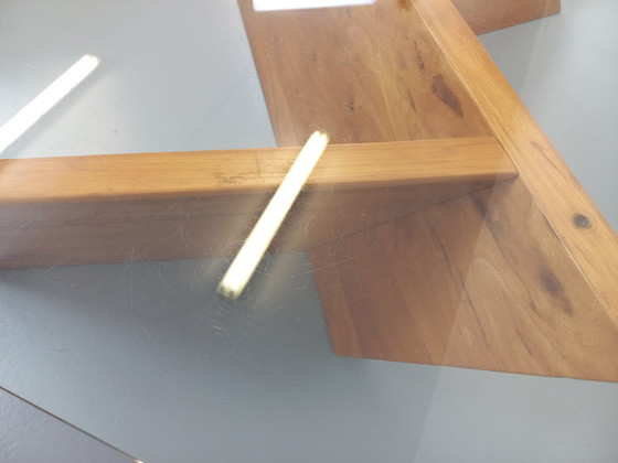 Image 1 of Vintage rechteckiger Couchtisch aus massiver Ulme und Glas aus den 1980er Jahren