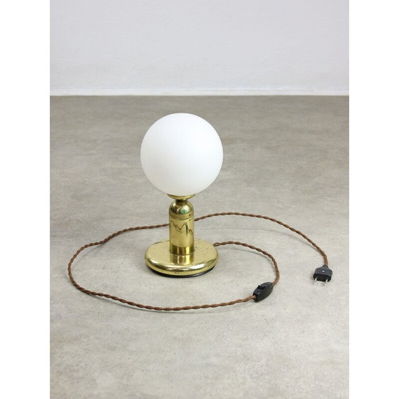 Image 1 of Vintage Tischlampe aus Messing und Opalglas, Italien 1970