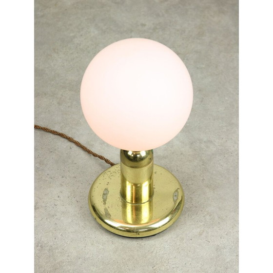 Image 1 of Vintage Tischlampe aus Messing und Opalglas, Italien 1970