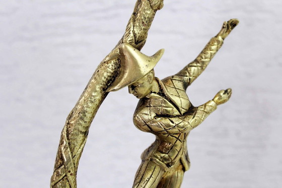 Image 1 of 2X Commedia Dell'Arte-Lampen aus Bronze und Glas, 20. Jahrhundert