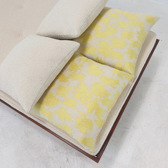 Image 1 of Vintage Teakholz-Tagesbett mit Dedar-Kissen und Nackenrolle, 1960er Jahre