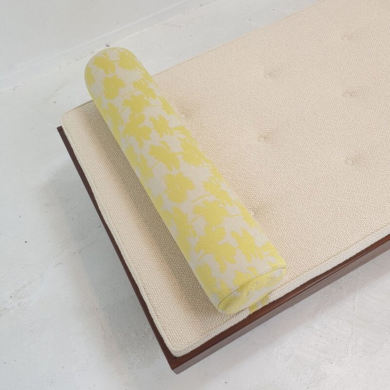 Image 1 of Vintage Teakholz-Tagesbett mit Dedar-Kissen und Nackenrolle, 1960er Jahre