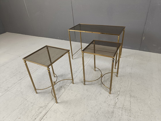 Image 1 of Neoklassizistischer Couchtisch aus vergoldetem Metall im Stil von Maison Jansen, 1960er Jahre