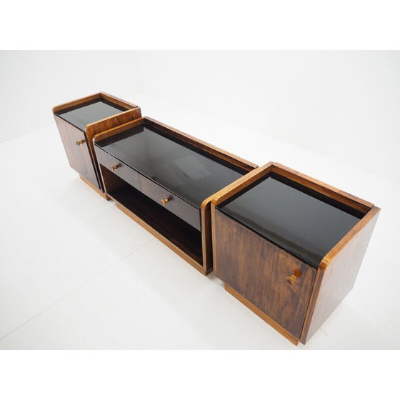 Image 1 of Satz von 3 Nachttischen aus opakem Glas, 1950