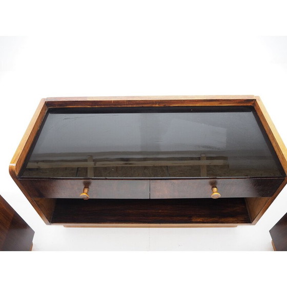 Image 1 of Satz von 3 Nachttischen aus opakem Glas, 1950