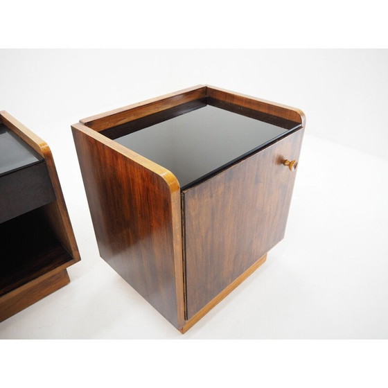 Image 1 of Satz von 3 Nachttischen aus opakem Glas, 1950