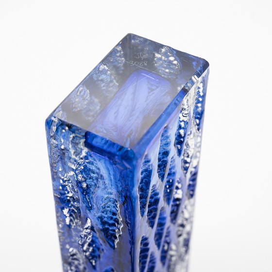 Image 1 of Brutalistische Blockglasvase Duo Kurt Wokan Ingrid Glas Eisglas Borckenglas Retro