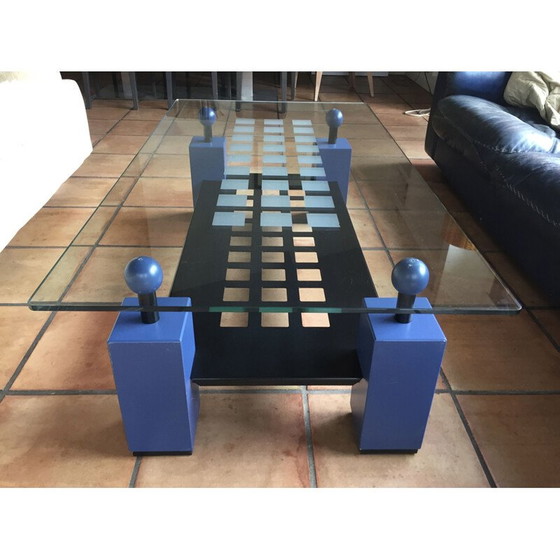 Image 1 of Vintage Memphis Couchtisch aus Holz und Metall, 1980