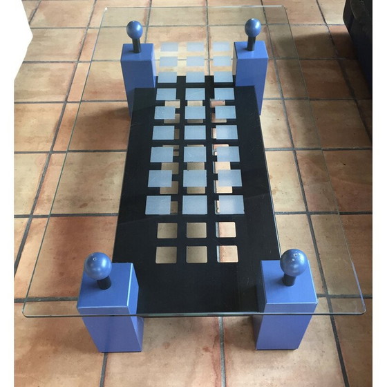 Image 1 of Vintage Memphis Couchtisch aus Holz und Metall, 1980