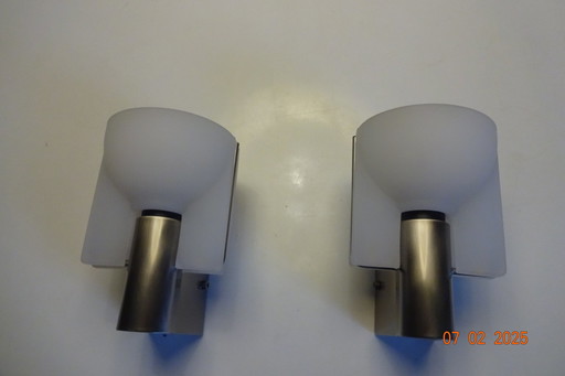 Prandina Wandleuchte Micron W1G9* Gebürstet Rvs/ Opal Weiß