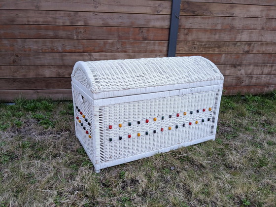 Image 1 of Große Truhe aus Weide Vintage Shabby Chic