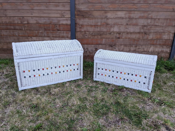 Image 1 of Große Truhe aus Weide Vintage Shabby Chic