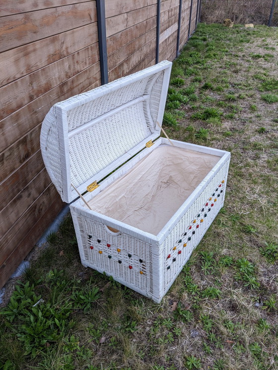 Image 1 of Große Truhe aus Weide Vintage Shabby Chic